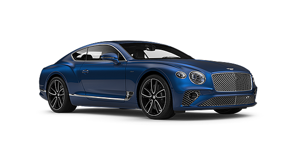 Bentley Lisboa Bentley GT Azure coupe in Sequin Blue paint front 34