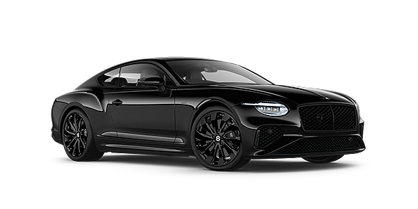 Bentley Lisboa Bentley Continental GT Black Edition coupe front three quarter in Onyx black paint