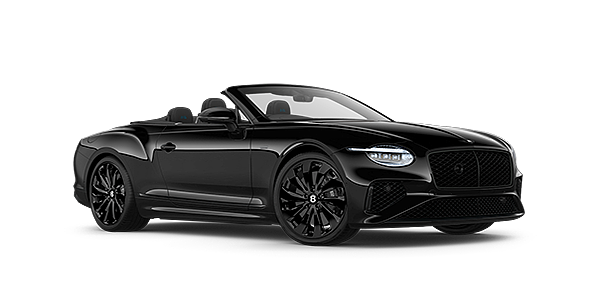 Bentley Lisboa Bentley Continental GTC Black Edition convertible front three quarters in Onyx black paint